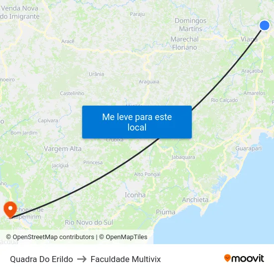 Quadra Do Erildo to Faculdade Multivix map