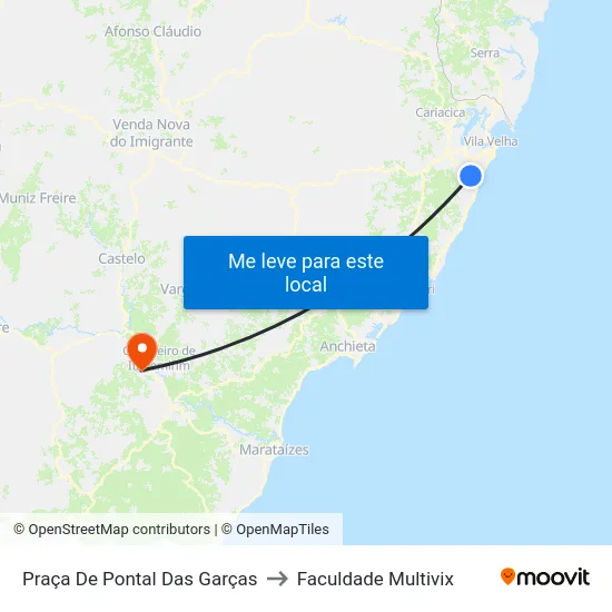 Praça De Pontal Das Garças to Faculdade Multivix map