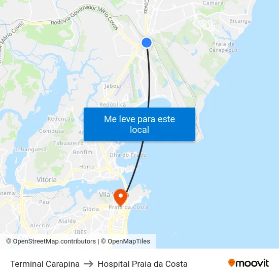 Terminal Carapina to Hospital Praia da Costa map