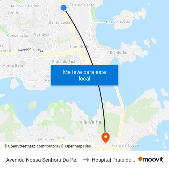 Avenida Nossa Senhora Da Penha, 1429 to Hospital Praia da Costa map