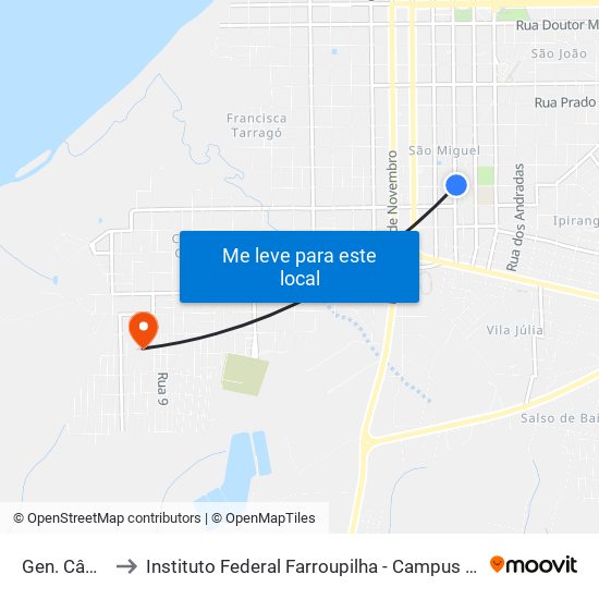 Gen. Câmara to Instituto Federal Farroupilha - Campus Uruguaiana map