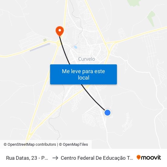 Rua Datas, 23 - Ponto Final Do Ponte Nova to Centro Federal De Educação Tecnológica De Minas Gerais - Campus X map