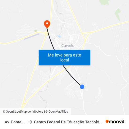 Av. Ponte Nova, 1239 to Centro Federal De Educação Tecnológica De Minas Gerais - Campus X map