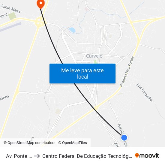 Av. Ponte Nova, 600 to Centro Federal De Educação Tecnológica De Minas Gerais - Campus X map