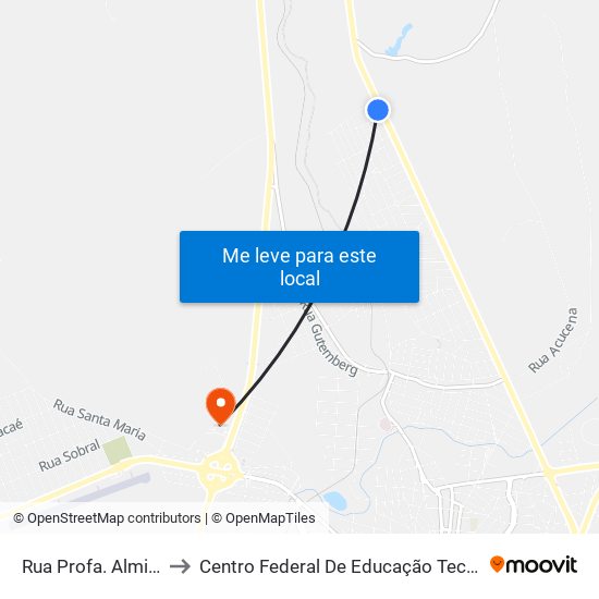 Rua Profa. Almira Marques Pereira to Centro Federal De Educação Tecnológica De Minas Gerais - Campus X map