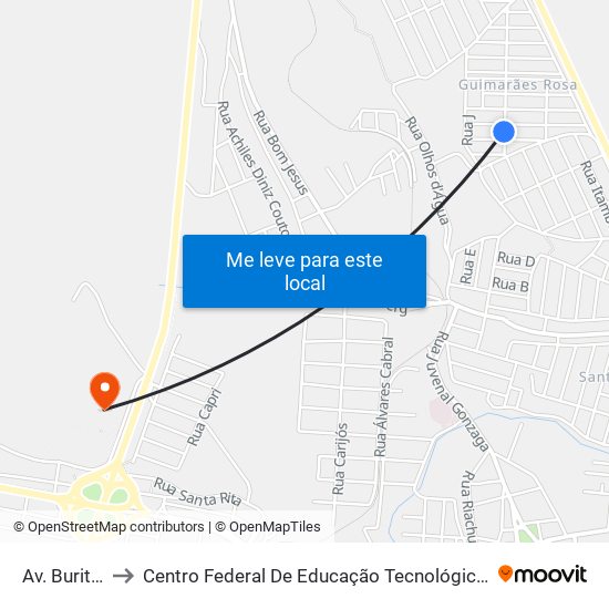 Av. Buriti Grande to Centro Federal De Educação Tecnológica De Minas Gerais - Campus X map