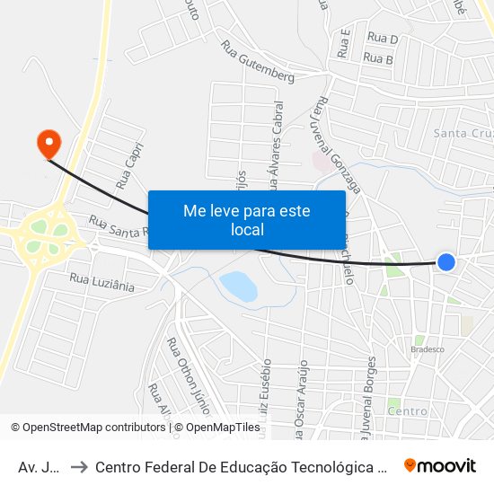 Av. Jk, 166 to Centro Federal De Educação Tecnológica De Minas Gerais - Campus X map