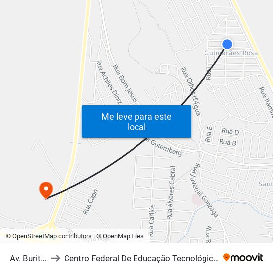 Av. Buriti Grande to Centro Federal De Educação Tecnológica De Minas Gerais - Campus X map