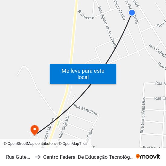 Rua Gutemberg, 863 to Centro Federal De Educação Tecnológica De Minas Gerais - Campus X map