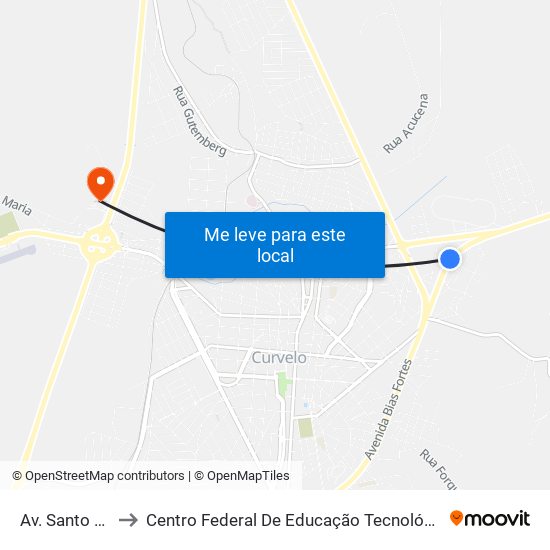 Av. Santo Amaro, 431 to Centro Federal De Educação Tecnológica De Minas Gerais - Campus X map