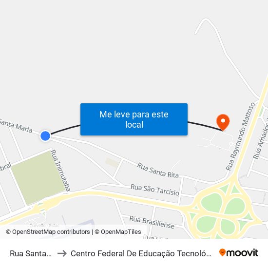 Rua Santa Maria, 380 to Centro Federal De Educação Tecnológica De Minas Gerais - Campus X map