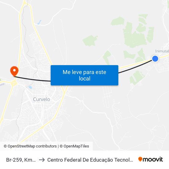 Br-259, Km 539,4 Oeste to Centro Federal De Educação Tecnológica De Minas Gerais - Campus X map