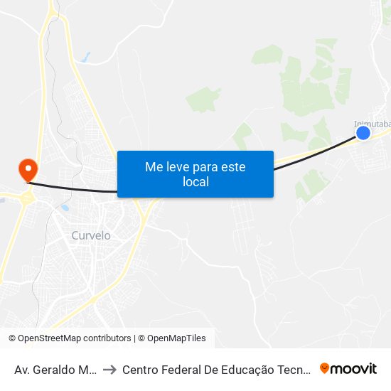 Av. Geraldo Mascarenhas, 328 to Centro Federal De Educação Tecnológica De Minas Gerais - Campus X map