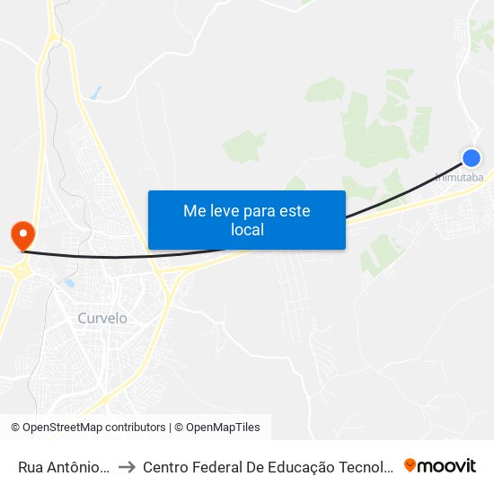 Rua Antônio Perácio, 1-79 to Centro Federal De Educação Tecnológica De Minas Gerais - Campus X map