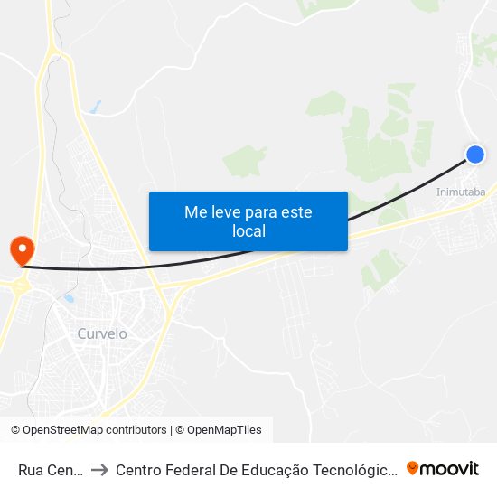 Rua Cenira, 1-87 to Centro Federal De Educação Tecnológica De Minas Gerais - Campus X map