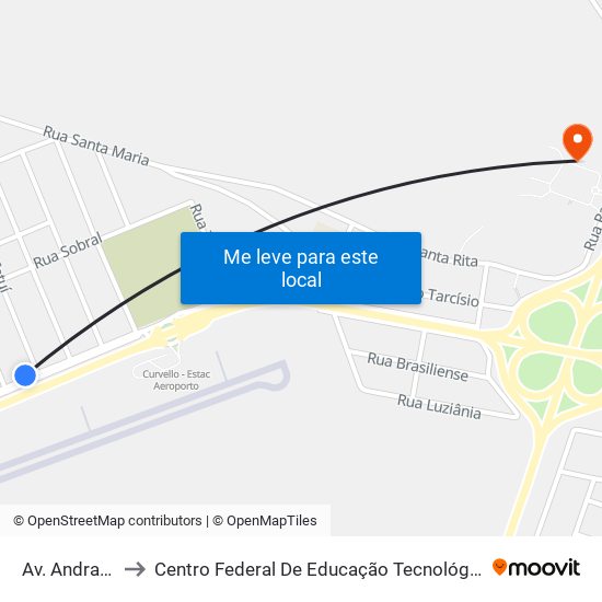 Av. Andradina, 1400 to Centro Federal De Educação Tecnológica De Minas Gerais - Campus X map