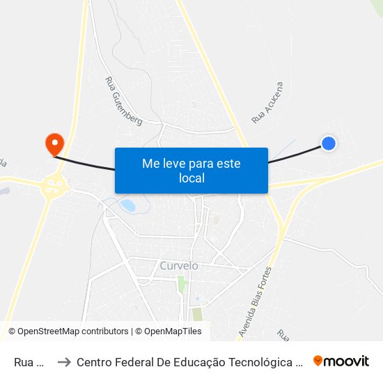 Rua Medina to Centro Federal De Educação Tecnológica De Minas Gerais - Campus X map