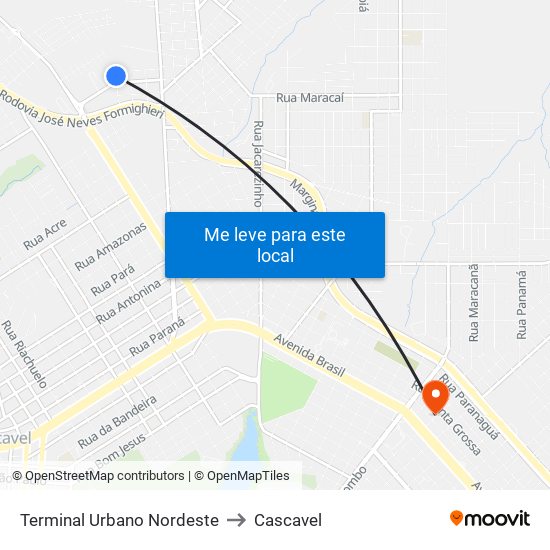 Terminal Urbano Nordeste to Cascavel map