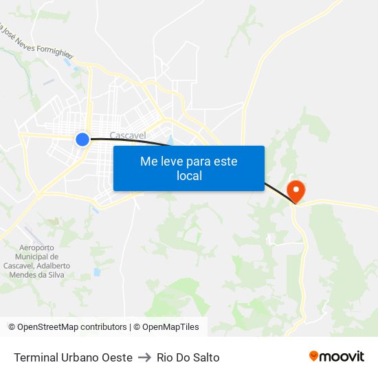 Terminal Urbano Oeste to Rio Do Salto map