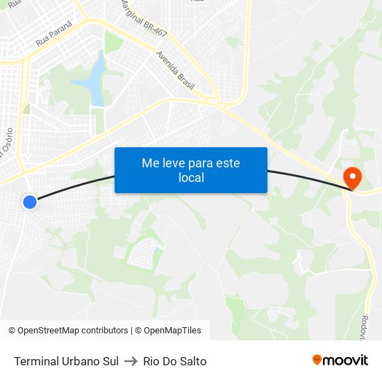 Terminal Urbano Sul to Rio Do Salto map