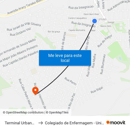 Terminal Urbano Sul to Colegiado de Enfermagem - Unioeste map