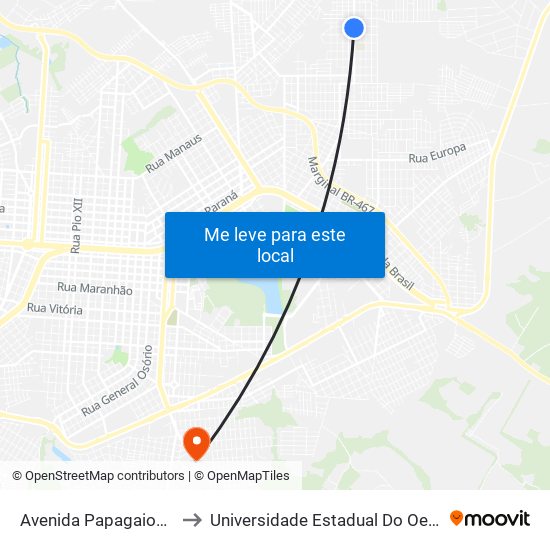 Avenida Papagaios, 583-723 to Universidade Estadual Do Oeste Do Paraná map
