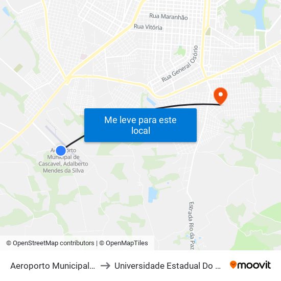 Aeroporto Municipal De Cascavel to Universidade Estadual Do Oeste Do Paraná map