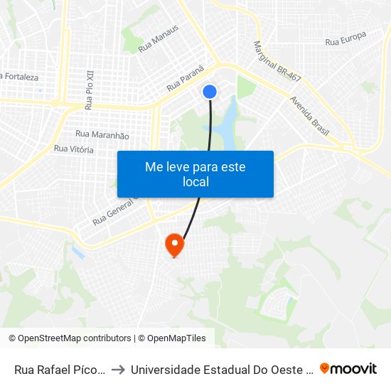 Rua Rafael Pícoli, 619 to Universidade Estadual Do Oeste Do Paraná map