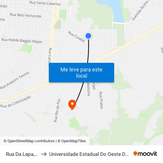 Rua Da Lapa, 706 to Universidade Estadual Do Oeste Do Paraná map
