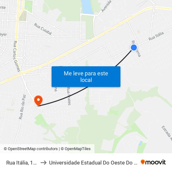 Rua Itália, 1051 to Universidade Estadual Do Oeste Do Paraná map