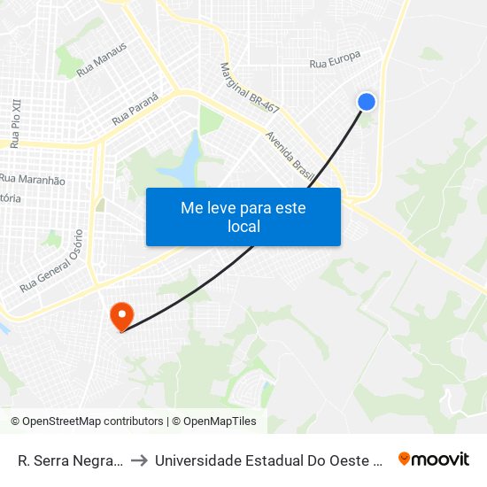 R. Serra Negra, 715 to Universidade Estadual Do Oeste Do Paraná map