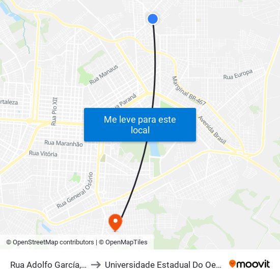 Rua Adolfo García, 810-864 to Universidade Estadual Do Oeste Do Paraná map