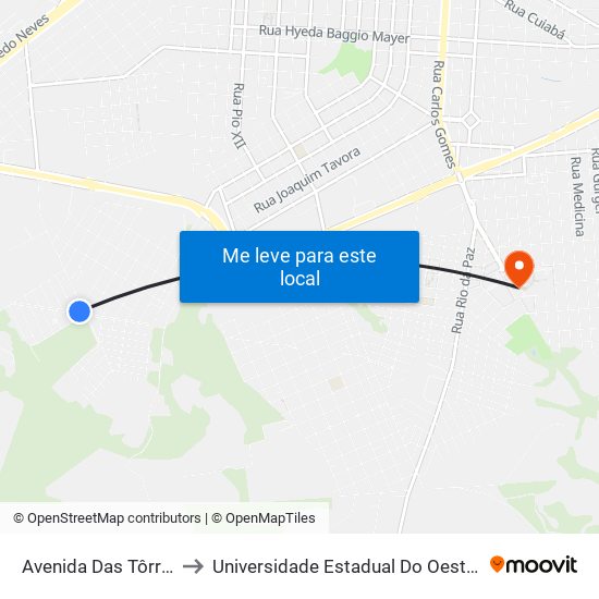 Avenida Das Tôrres, 668 to Universidade Estadual Do Oeste Do Paraná map