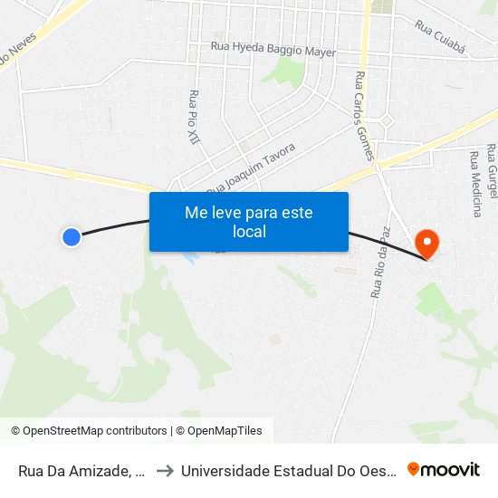 Rua Da Amizade, 751-837 to Universidade Estadual Do Oeste Do Paraná map