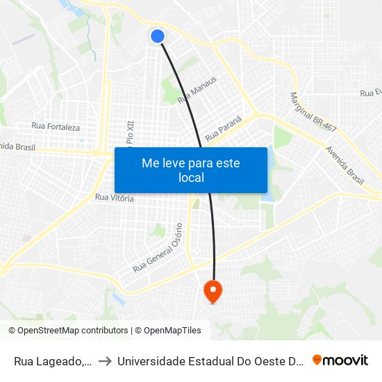 Rua Lageado, 428 to Universidade Estadual Do Oeste Do Paraná map