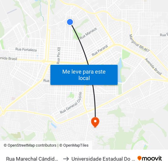 Rua Marechal Cândido Rondon, 4483 to Universidade Estadual Do Oeste Do Paraná map