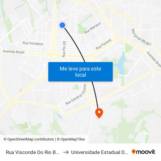 Rua Visconde Do Rio Branco, 4389-4445 to Universidade Estadual Do Oeste Do Paraná map