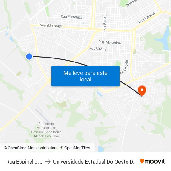 Rua Espinélio, 815 to Universidade Estadual Do Oeste Do Paraná map