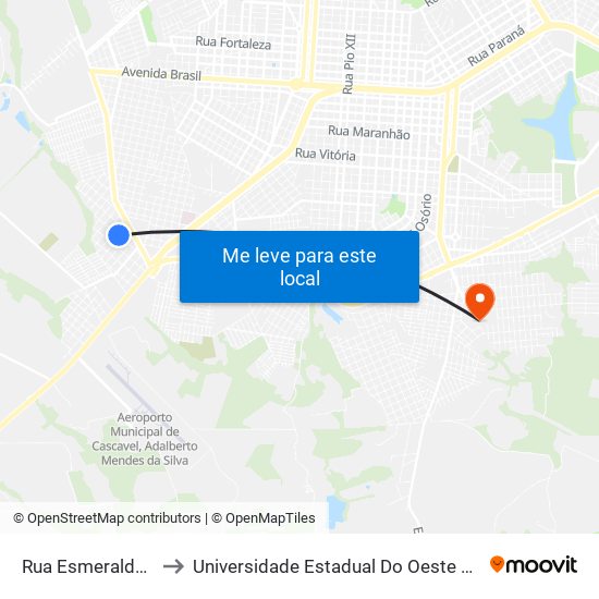 Rua Esmeralda, 640 to Universidade Estadual Do Oeste Do Paraná map