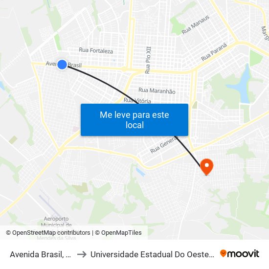 Avenida Brasil, 10203 to Universidade Estadual Do Oeste Do Paraná map