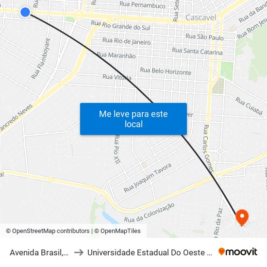 Avenida Brasil, 9237 to Universidade Estadual Do Oeste Do Paraná map