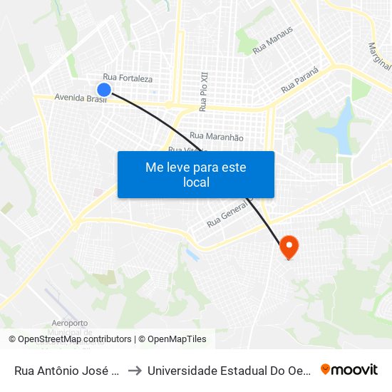 Rua Antônio José Elías, 589 to Universidade Estadual Do Oeste Do Paraná map