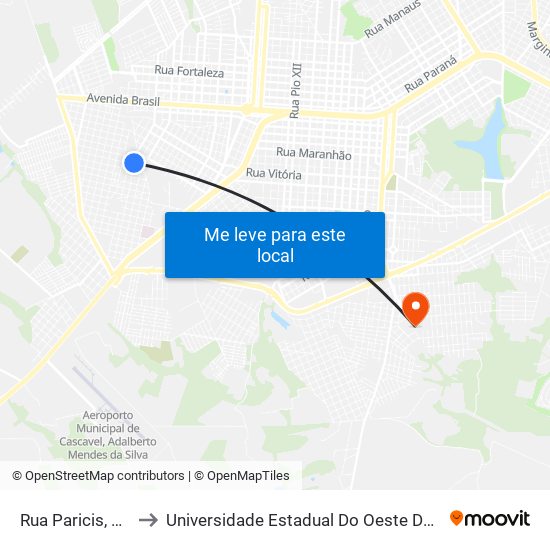 Rua Paricis, 1953 to Universidade Estadual Do Oeste Do Paraná map