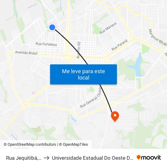 Rua Jequitibá, 903 to Universidade Estadual Do Oeste Do Paraná map