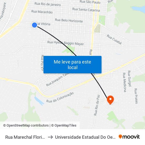 Rua Marechal Floriano, 1901 to Universidade Estadual Do Oeste Do Paraná map