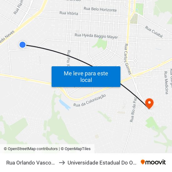 Rua Orlando Vasconcelos, 688 to Universidade Estadual Do Oeste Do Paraná map
