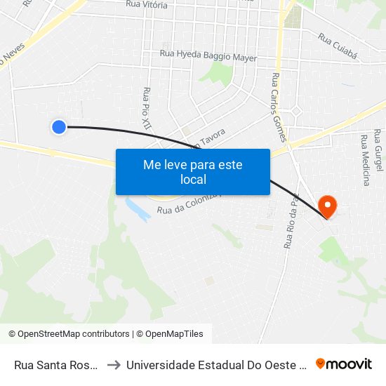 Rua Santa Rosa, 630 to Universidade Estadual Do Oeste Do Paraná map