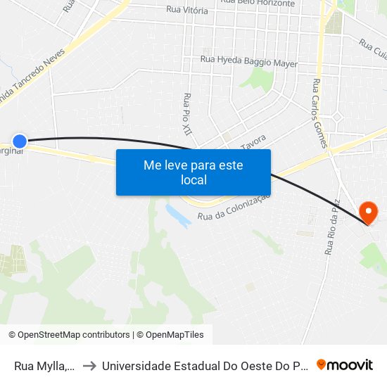 Rua Mylla, Sn to Universidade Estadual Do Oeste Do Paraná map