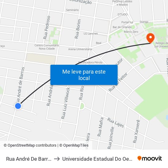 Rua André De Barros, 1139 to Universidade Estadual Do Oeste Do Paraná map