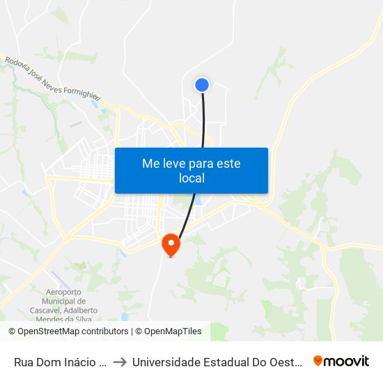 Rua Dom Inácio Klause to Universidade Estadual Do Oeste Do Paraná map